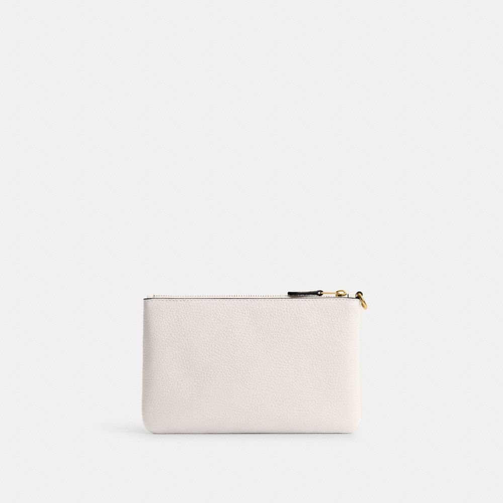 COACH®,Essential Small Wristlet,Leather,Pouch,Wristlet,Metal,Logo,Casual,White,Back View