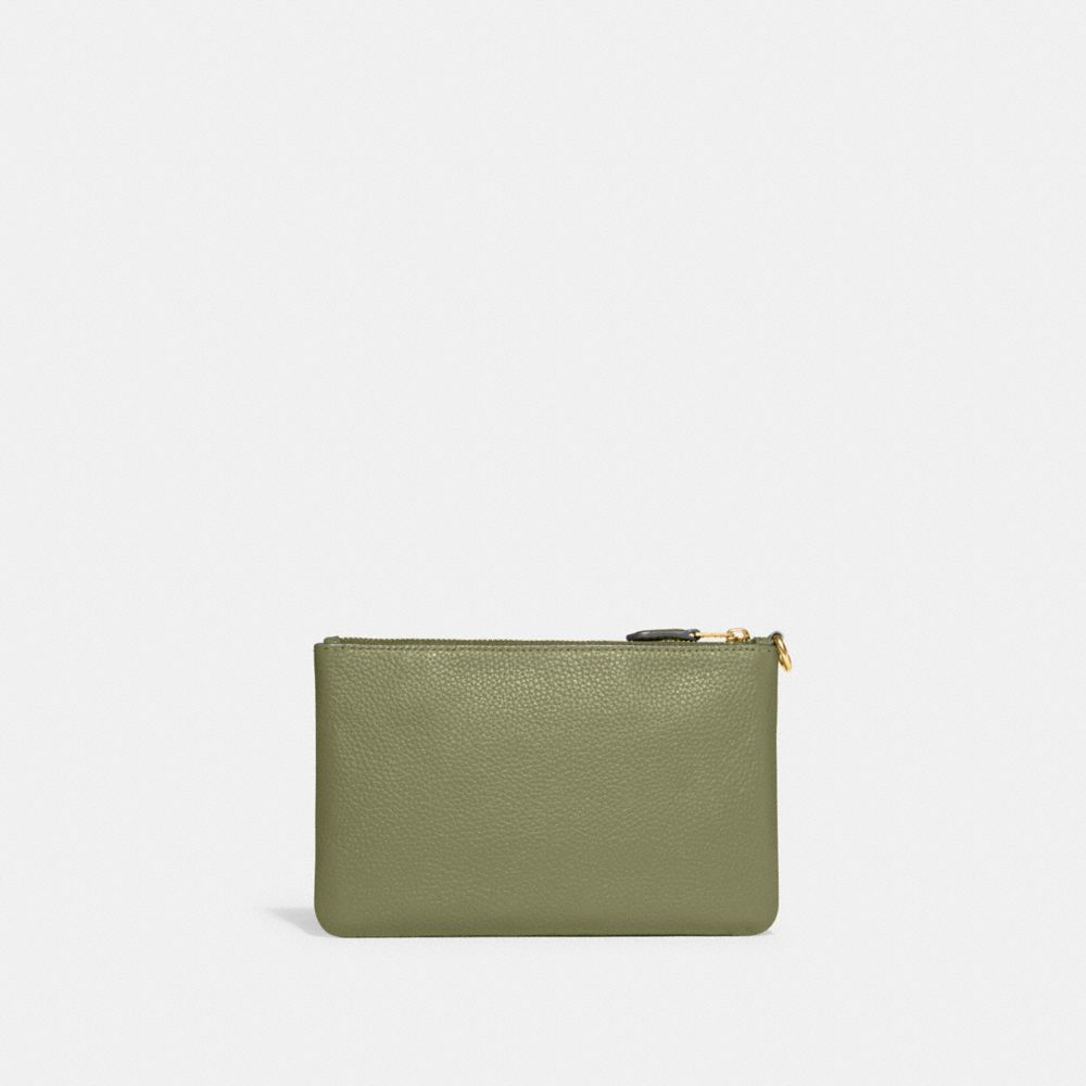 COACH®,PETIT WRISTLET,Cuir galet poli,Laiton/Mousse,Back View