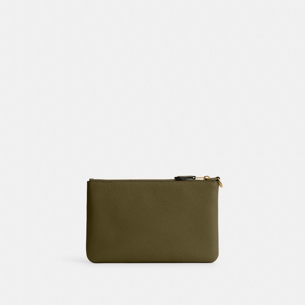 COACH®,Essential Small Wristlet,Leather,Wristlet,Pouch,Faux Leather,Metal,Logo,Embossed,Casual,,Back View