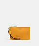 COACH®,SMALL WRISTLET,Polished Pebble Leather,Brass/Buttercup,Front View