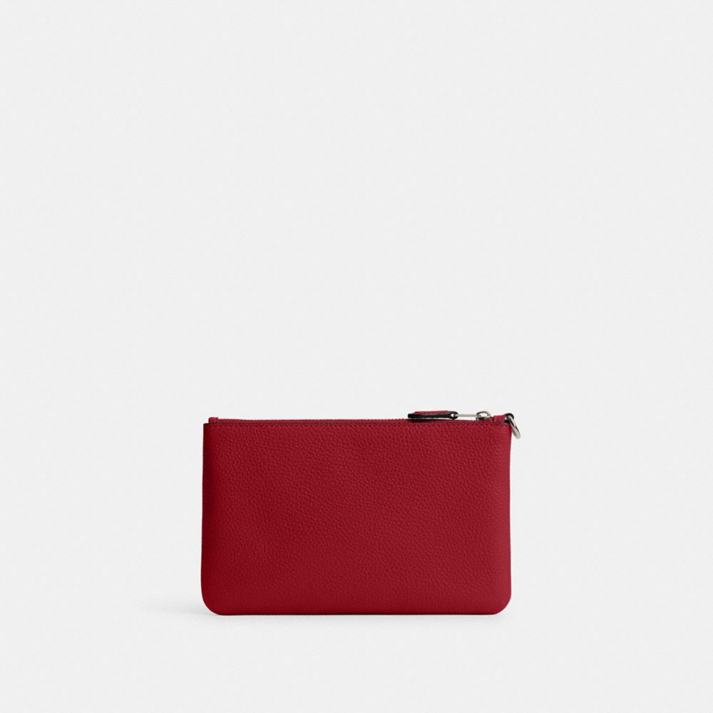 COACH®,Essential Small Wristlet,Leather,Pouch,Wristlet,Faux Leather,Metal,Logo,Casual,Red,Back View