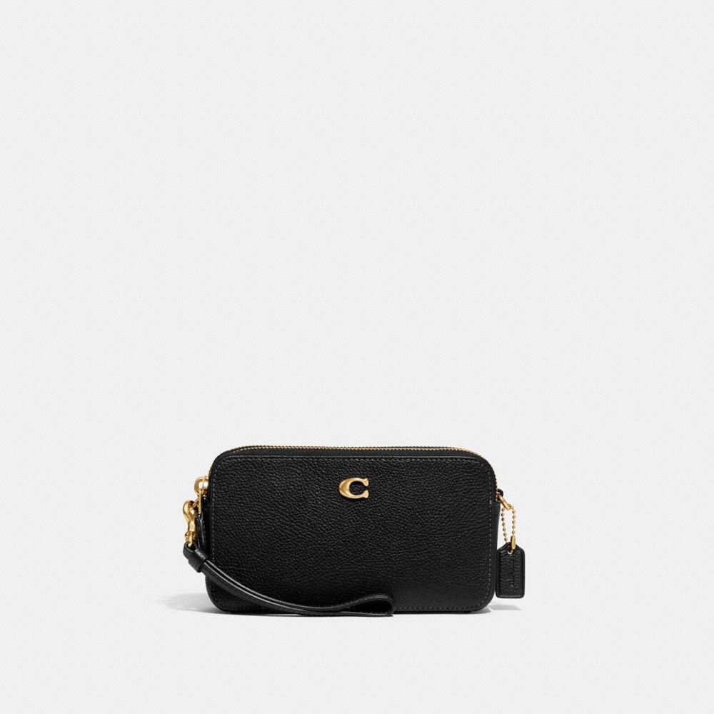 COACH®,KIRA CROSSBODY BAG,Refined Pebble Leather,Mini,Brass/Black,Front View
