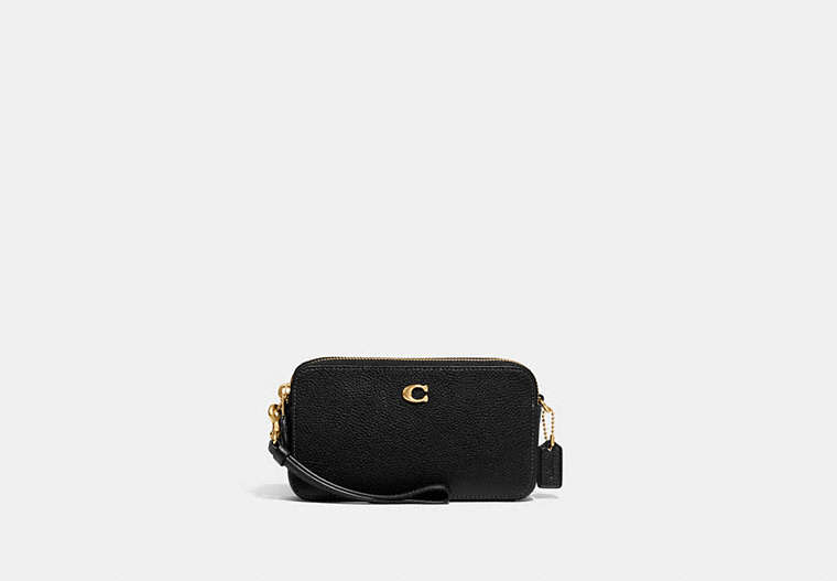 COACH®,KIRA CROSSBODY,Polished Pebble Leather,Brass/Black,Front View image number 0