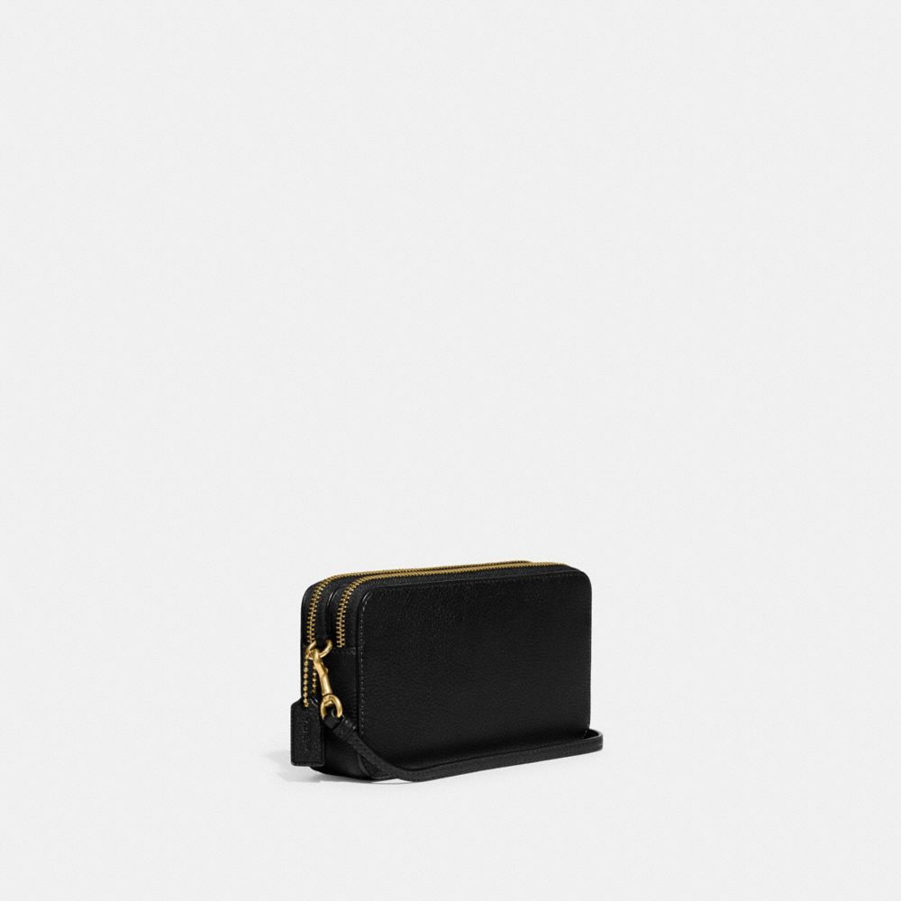 COACH®,KIRA CROSSBODY BAG,Refined Pebble Leather,Mini,Brass/Black,Angle View
