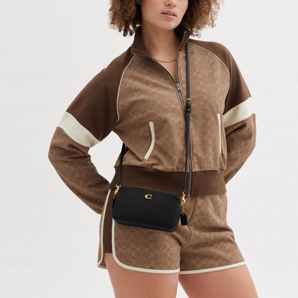 COACH®,Kira Crossbody Bag,Leather,Crossbody,Wristlet,Metal,Logo,Casual,Black,Scale View