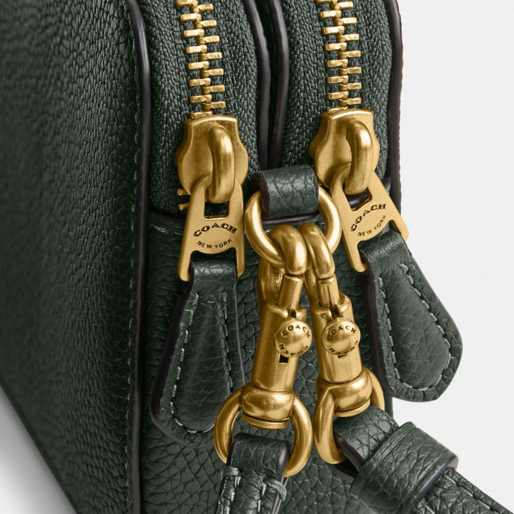 Coach Black Leather Double Zip Camera Crossbody Bag Coach