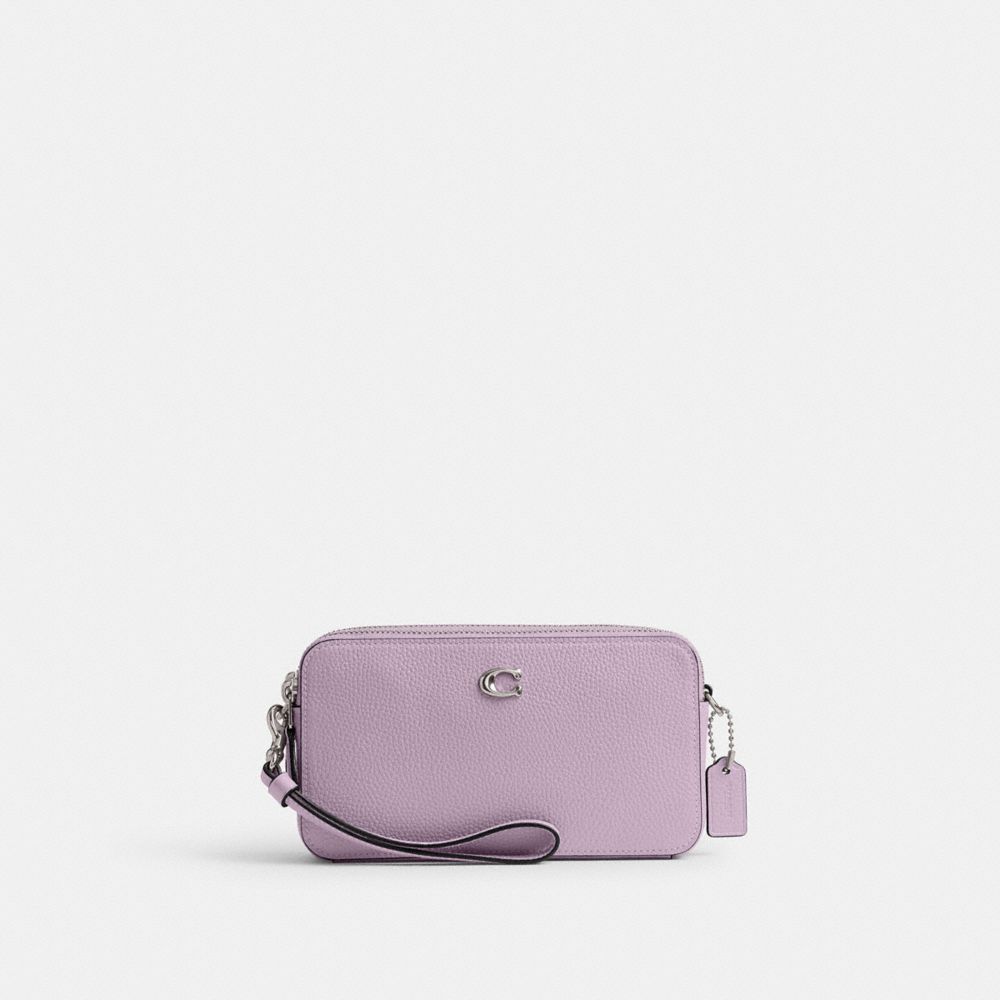 COACH®,KIRA CROSSBODY BAG,Refined Pebble Leather,Mini,Silver/Soft Purple,Front View