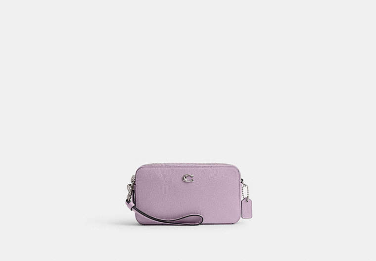 COACH®,KIRA CROSSBODY BAG,Refined Pebble Leather,Mini,Silver/Soft Purple,Front View