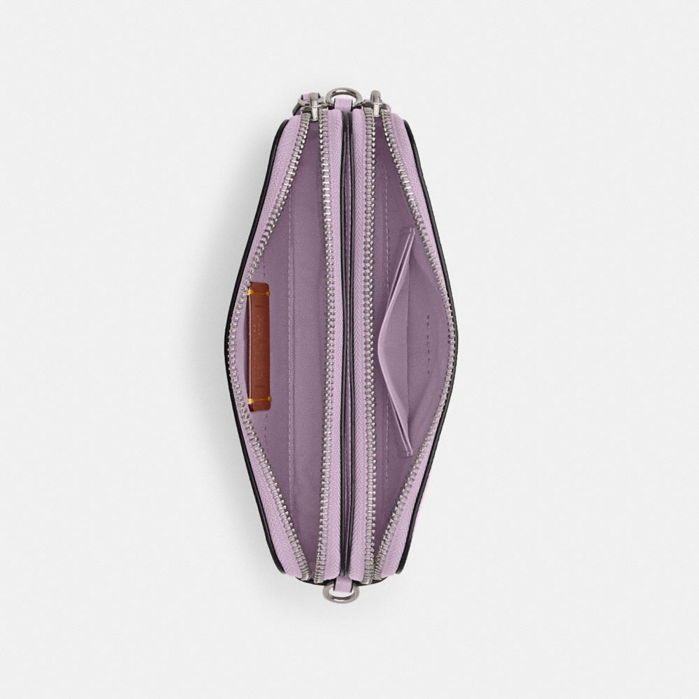 COACH®,Kira Crossbody Bag,Leather,Wristlet,Crossbody,Metal,Logo,Casual,Lavender,Inside View,Top View
