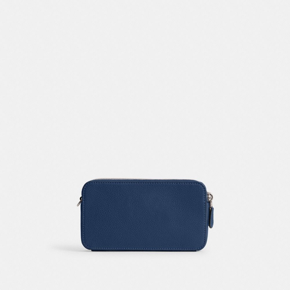 COACH®,Kira Crossbody Bag,Leather,Wristlet,Crossbody,Metal,Logo,Casual,Navy,Back View
