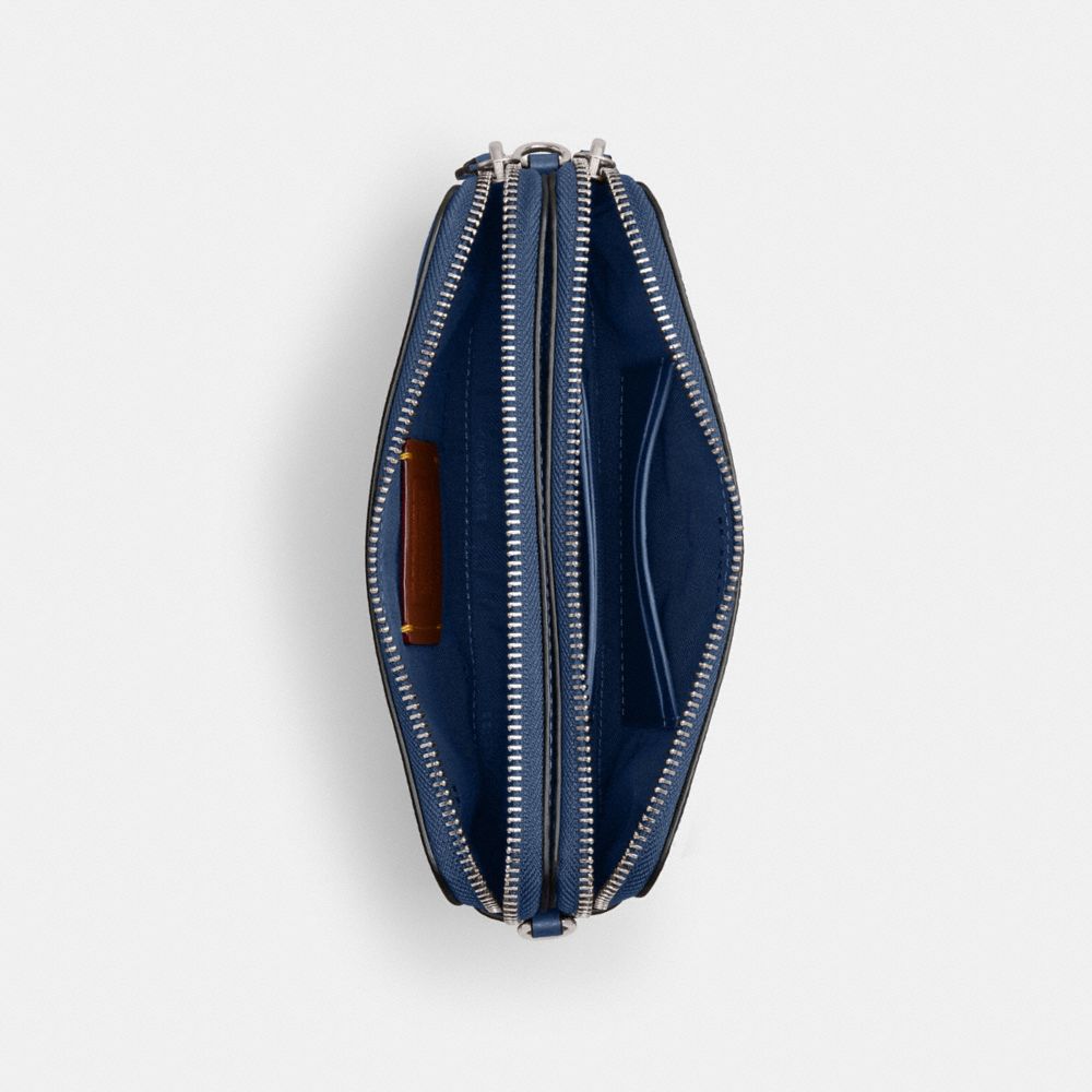 COACH®,Kira Crossbody Bag,Leather,Wristlet,Crossbody,Metal,Logo,Casual,Navy,Inside View,Top View