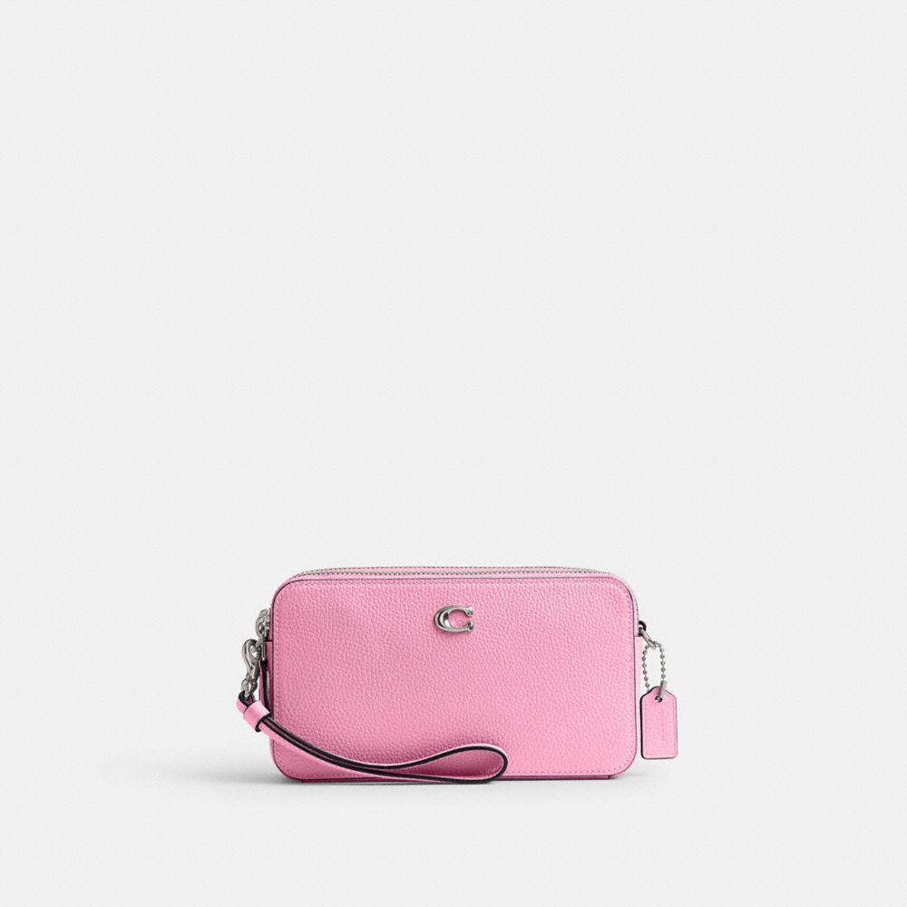 COACH®,KIRA CROSSBODY BAG,Refined Pebble Leather,Mini,Silver/Vivid Pink,Front View