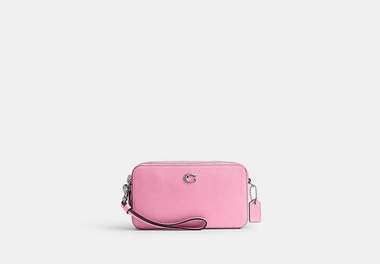 COACH®,KIRA CROSSBODY BAG,Polished Pebble Leather,Mini,Silver/Vivid Pink,Front View