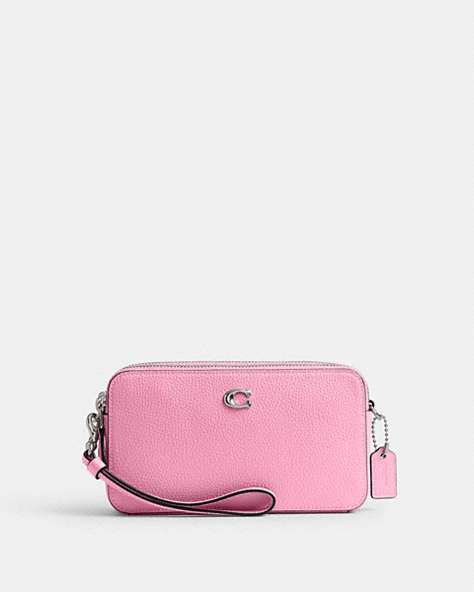 COACH®,KIRA CROSSBODY BAG,Refined Pebble Leather,Mini,Silver/Vivid Pink,Front View