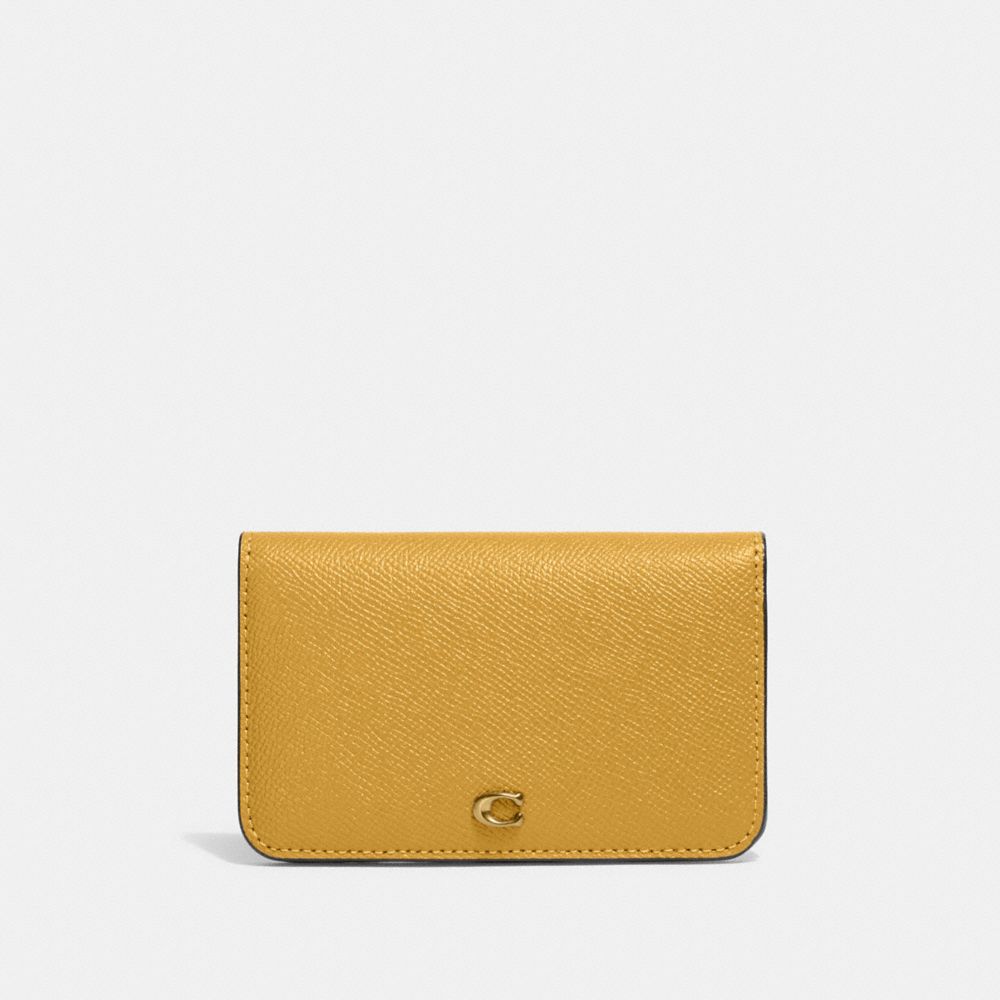 COACH®,SLIM CARD CASE,Mini,Brass/Yellow Gold,Front View image number 0