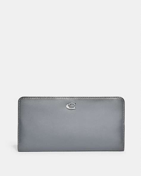 COACH®,SKINNY WALLET,Mini,Silver/Grey Blue,Front View