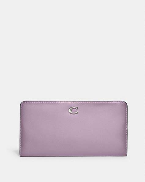 COACH®,SKINNY WALLET,Mini,Silver/Soft Purple,Front View