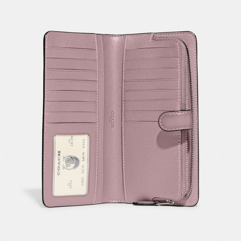 COACH®,Essential Slim Wallet,Calfskin Leather,Bi Fold,Continental,Logo,Metal,Casual,Blush,Inside View,Top View