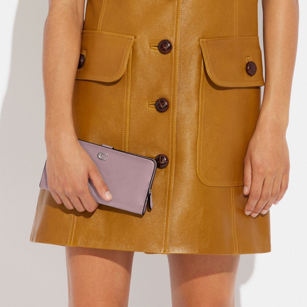 COACH®,Essential Slim Wallet,Calfskin Leather,Bi Fold,Continental,Logo,Metal,Casual,Blush,Detail View