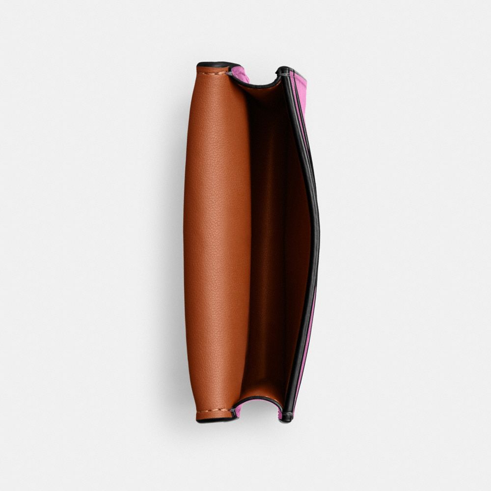 COACH®,Bandit Card Case,Calfskin Leather,Card Case,Bi Fold,Logo,Metal,Casual,Pink,Inside View,Top View