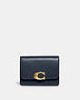 COACH®,BANDIT CARD CASE,Refined Calf Leather,Brass/Denim,Front View