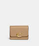 COACH®,BANDIT CARD CASE,Refined Calf Leather,Mini,Brass/Tan,Front View