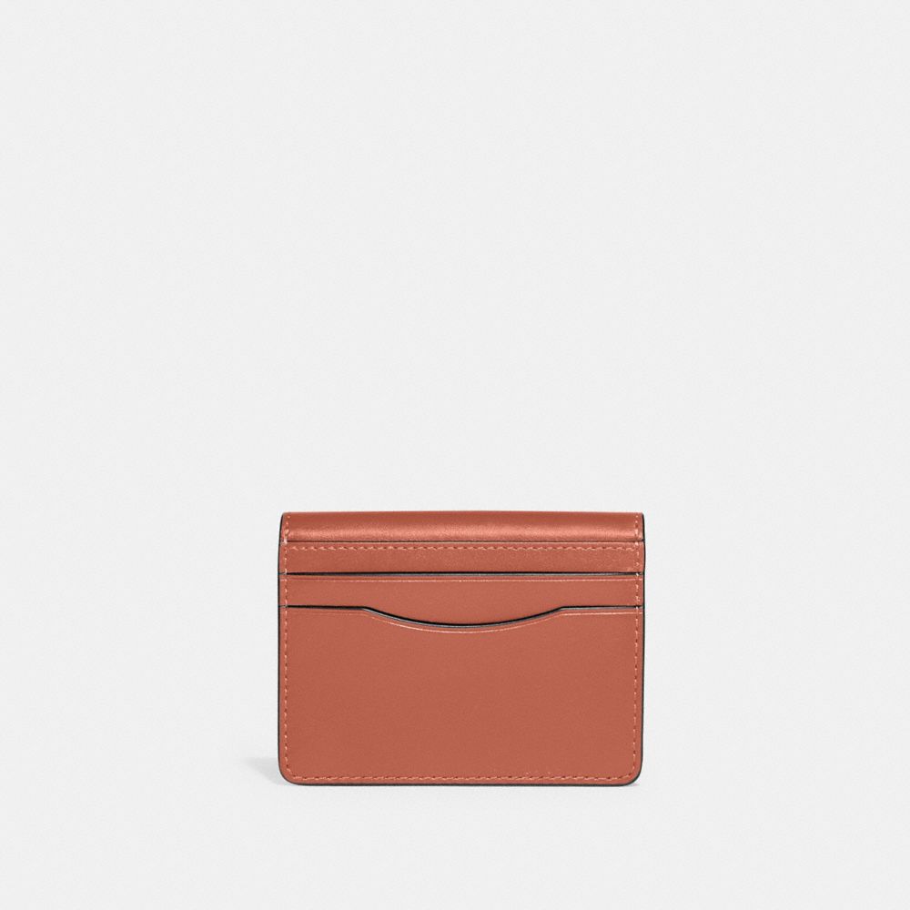 COACH®,BANDIT CARD CASE,Cuir galet,Laiton/Pêche Foncé,Back View