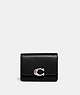 COACH®,BANDIT CARD CASE,Refined Calf Leather,Silver/Black,Front View