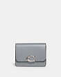 COACH®,BANDIT CARD CASE,Refined Calf Leather,Silver/Grey Blue,Front View
