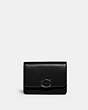 COACH®,BANDIT CARD CASE,Refined Calf Leather,Mini,Matte Black/Black,Front View