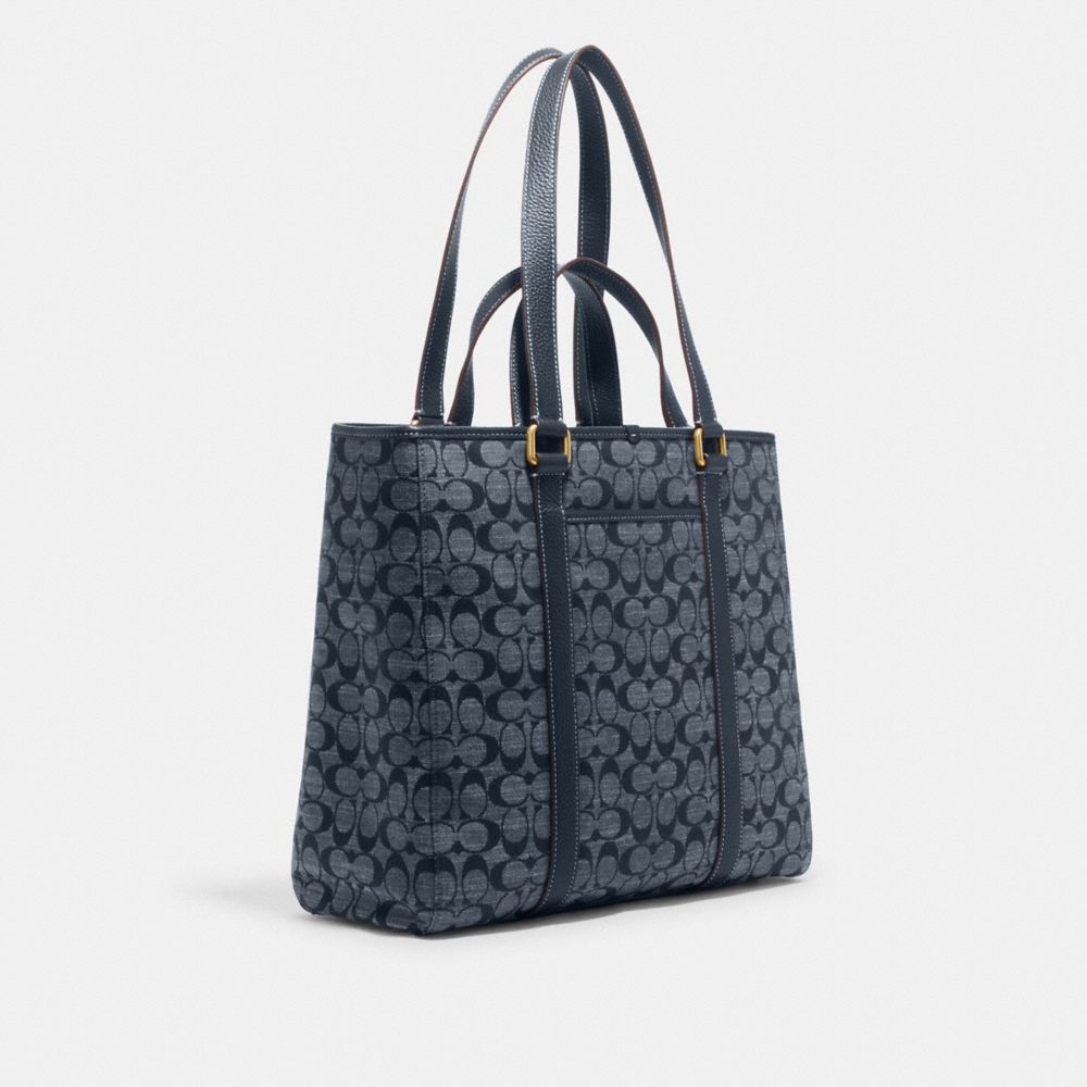COACH®,Hudson Double Handle Tote Bag In Signature Chambray,,Angle View
