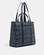 COACH®,HUDSON DOUBLE HANDLE TOTE IN SIGNATURE CHAMBRAY,X-Large,Office,Brass/Denim,Angle View