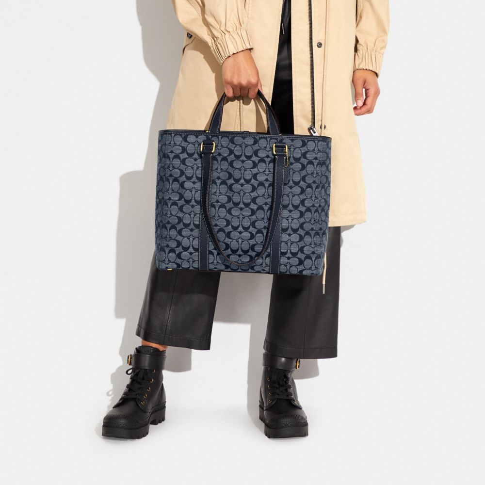 COACH®,Hudson Double Handle Tote Bag In Signature Chambray,,Detail View