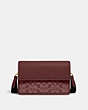 COACH®,TURNER FLAP CROSSBODY IN SIGNATURE CHAMBRAY,Brass/Wine,Front View