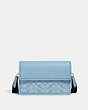 COACH®,TURNER FLAP CROSSBODY BAG IN SIGNATURE CHAMBRAY,Small,Silver/Light Blue,Front View