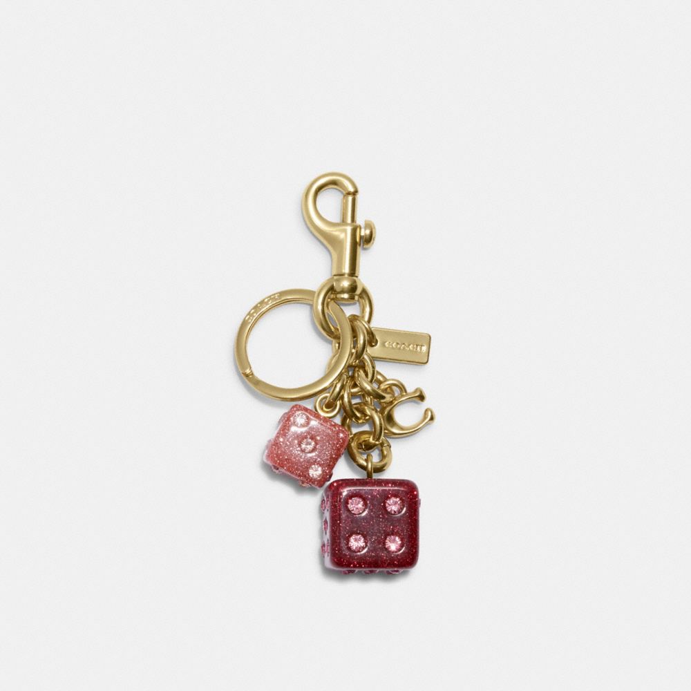 COACH®,DICE CLUSTER BAG CHARM,Gold/Pink Multi,Front View