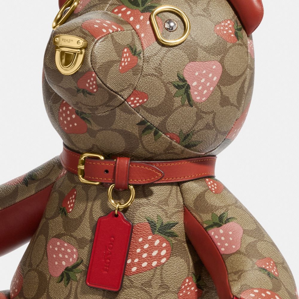 Collectible Bear In Signature Canvas With Wild Strawberry Print