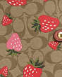 COACH®,NOTEBOOK IN SIGNATURE CANVAS WITH WILD STRAWBERRY PRINT,Gold/Khaki Multi,Detail View