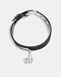 COACH®,BOW CHARM VELVET CHOKER NECKLACE,Plated Brass,Black/Silver,Front View
