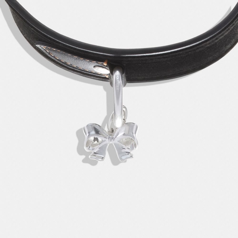 COACH®,BOW CHARM VELVET CHOKER NECKLACE,Black/Silver,Inside View,Top View