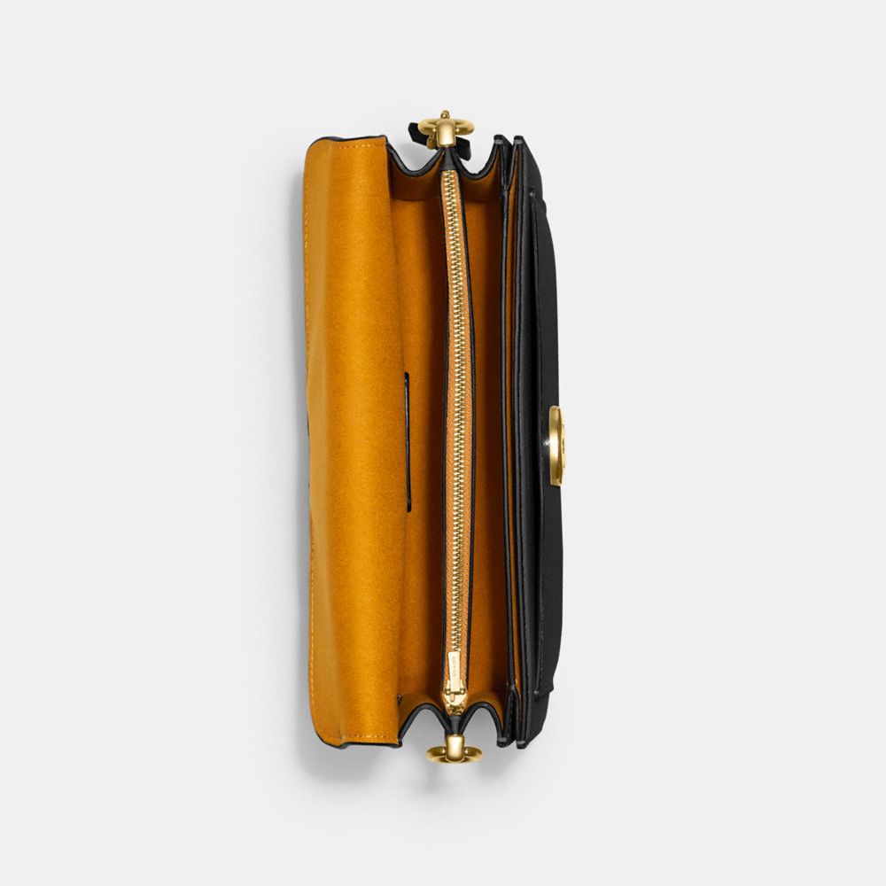 COACH®,Tabby Shoulder Bag 26,Leather,Shoulder Bag,Metal,Logo,Compact,Gold Metal,Day Party,Black,Inside View,Top View