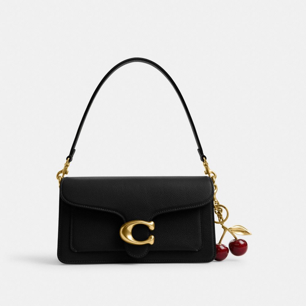 COACH®,Tabby Shoulder Bag 26,Leather,Shoulder Bag,Metal,Logo,Compact,Gold Metal,Day Party,Black,Angle View