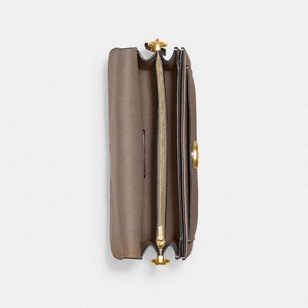 COACH®,Tabby Shoulder Bag 26,Leather,Shoulder Bag,Metal,Logo,Compact,Gold Metal,Day Party,Brown,Inside View,Top View