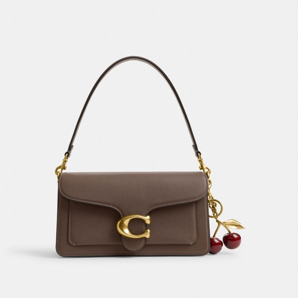 COACH®,Tabby Shoulder Bag 26,Leather,Shoulder Bag,Metal,Logo,Compact,Gold Metal,Day Party,Brown,Angle View