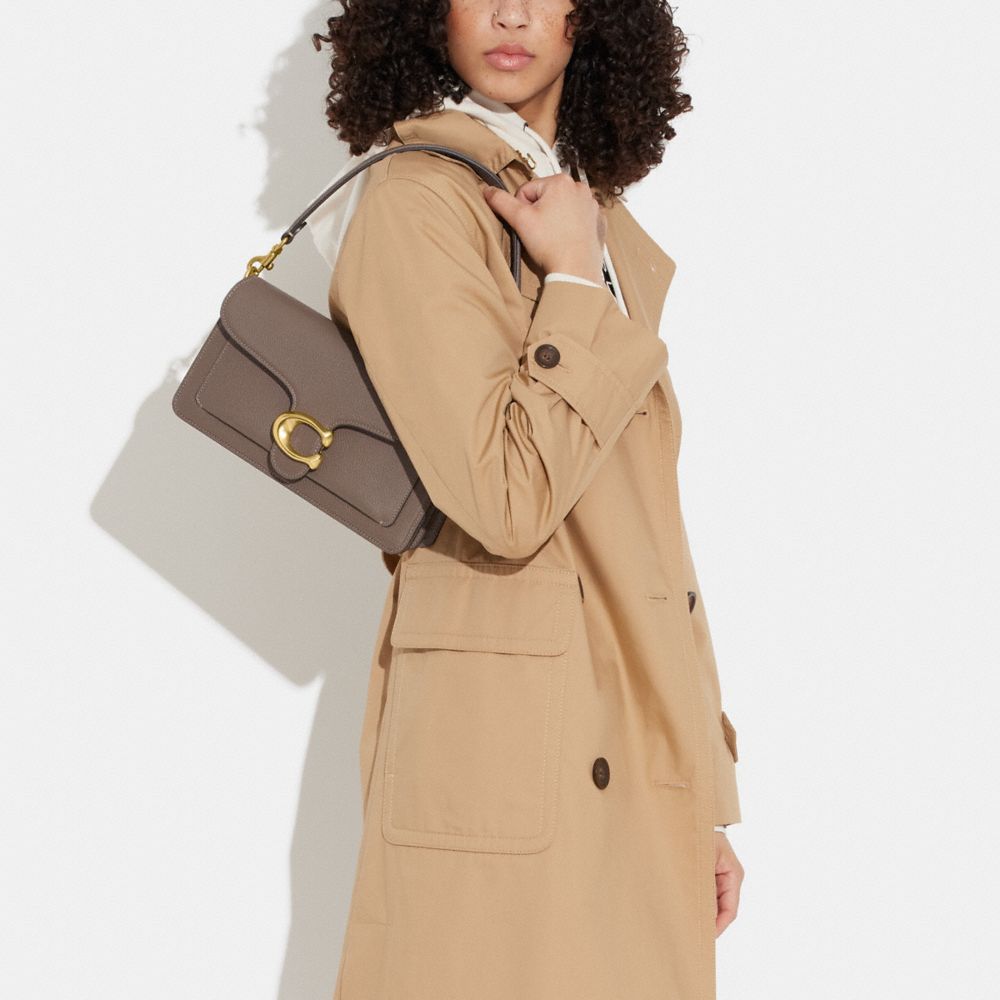 COACH®,Tabby Shoulder Bag 26,Leather,Shoulder Bag,Logo,Metal,Compact,Gold Metal,Day Party,Brown,Detail View