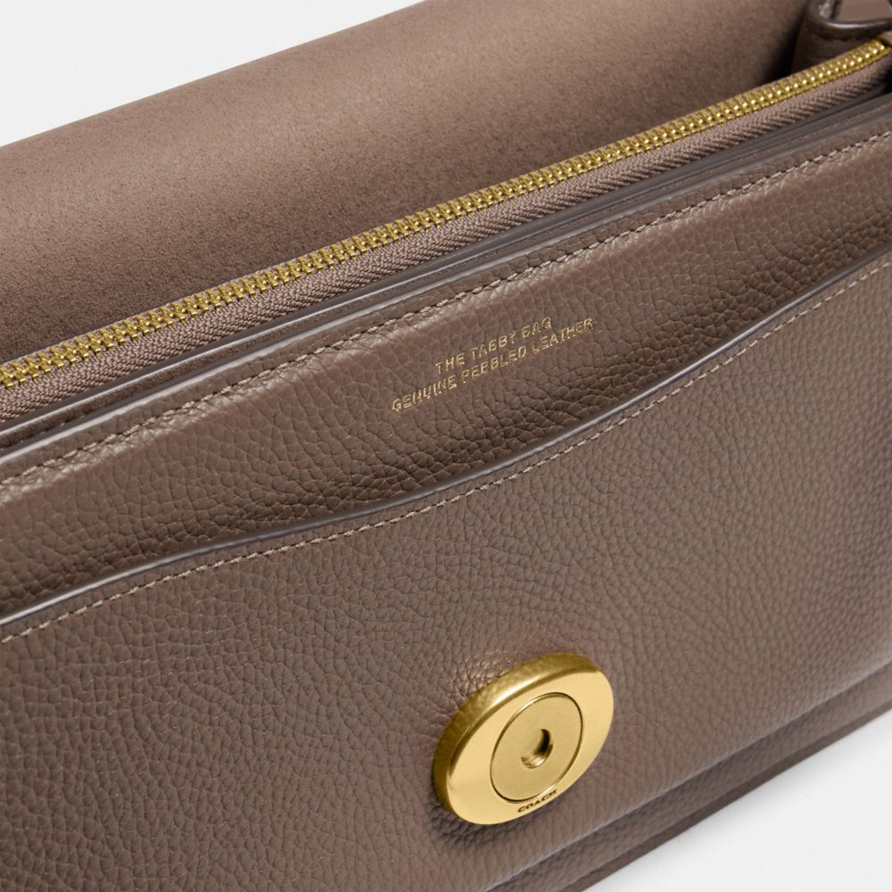 COACH®,Tabby Shoulder Bag 26,Leather,Shoulder Bag,Logo,Metal,Compact,Gold Metal,Day Party,Brown,Closer View