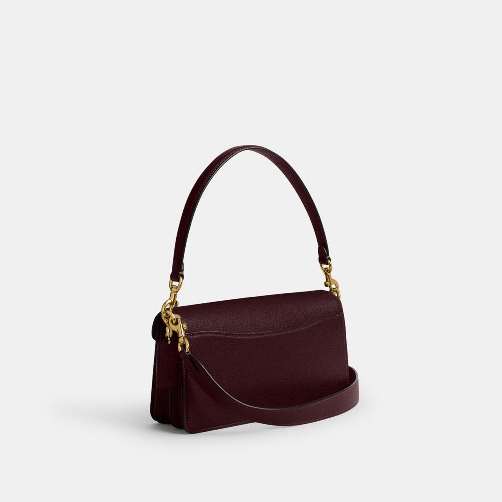 COACH®,Tabby Shoulder Bag 26,Leather,Shoulder Bag,Metal,Logo,Compact,Gold Metal,Day Party,Maroon,Angle View