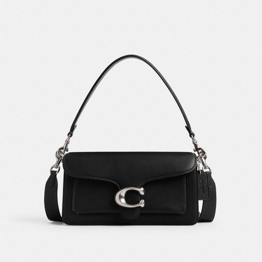 COACH®,TABBY SHOULDER BAG 26,Refined Pebble Leather,Medium,Silver/Black,Front View