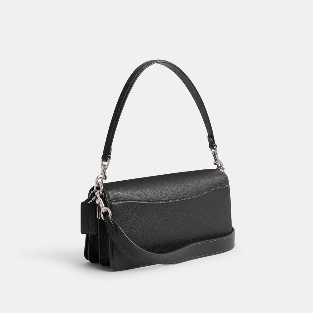 COACH®,TABBY SHOULDER BAG 26,Refined Pebble Leather,Medium,Silver/Black,Angle View