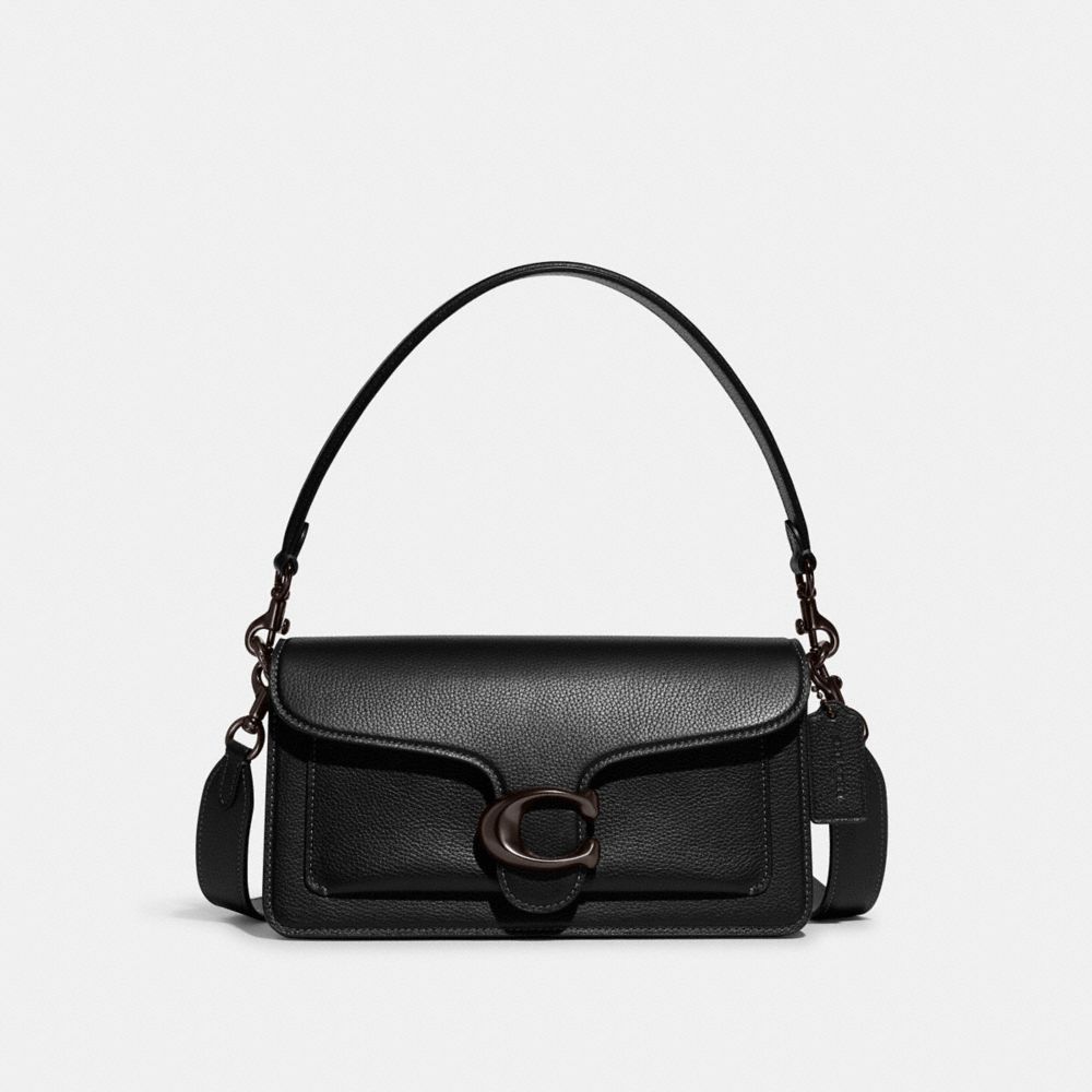 COACH®,TABBY SHOULDER BAG 26,Refined Pebble Leather,Medium,Pewter/Black,Front View